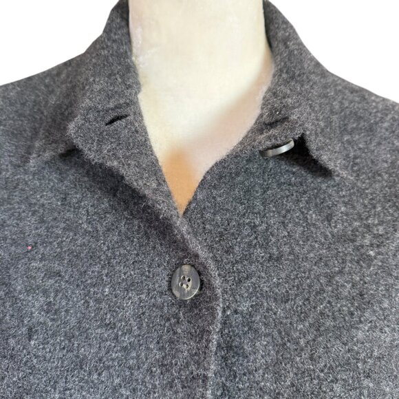 Lands' End Petite 8P black long sleeve collared button down wool jacket women's - Picture 5 of 9